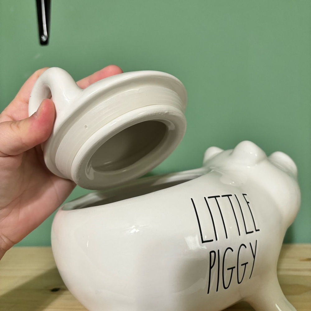 NEW Rae Dunn Little Piggy Pig Canister Country Kitchen Decor White Pig - Picture 3 of 7